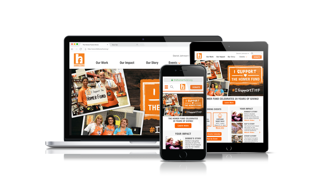 A responsive website displayed across laptop, tablet and smartphone screens